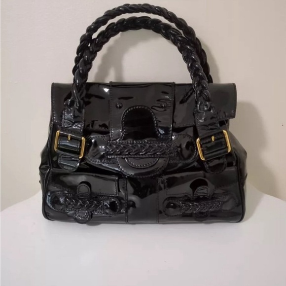 Valentino Handbags - Authentic vintage Valentino Black Patent Leather Braided Handled Tote